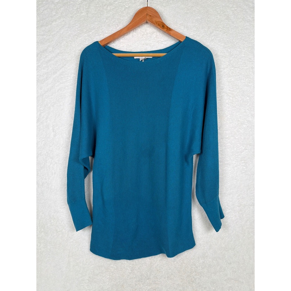 Tommy Bahama Sweater Womens Medium Teal Blue Dolman Sleeve Ribbed Knit Pullover